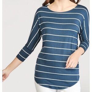 Wantable Striped Crew Neck Dolman Top in Navy/White Women’s Medium